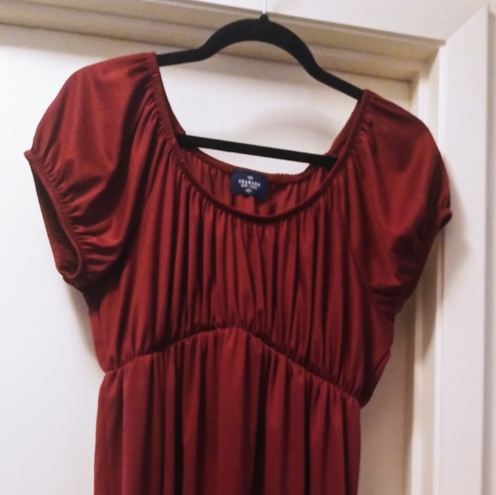 Burgundy Peasant Dress